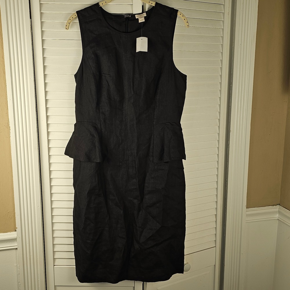 J. Crew Black Sleeveless Peplum Sheath Dress